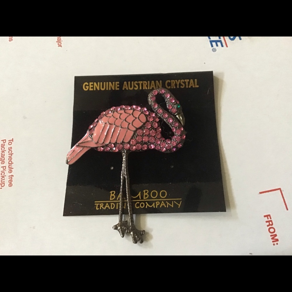 New pink flamingo pin w/ crystals brooch jewelry